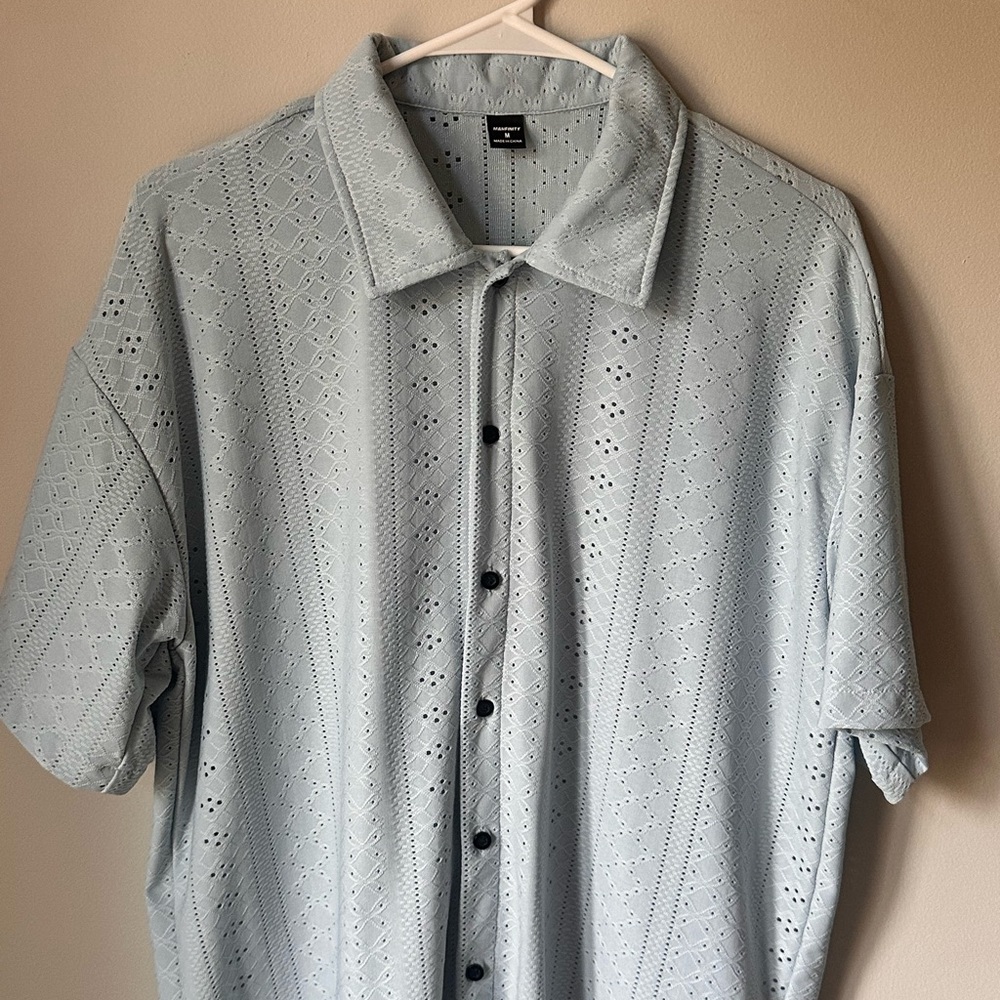 Elegant Light Gray Button Down Shirt